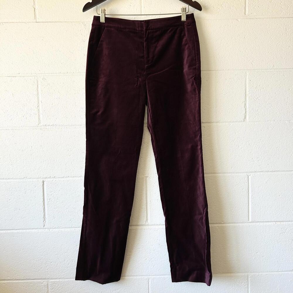 Lauren Ralph Lauren Burgundy Velvet Straight-Leg Trousers